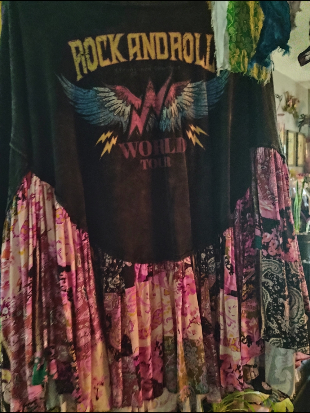 Vintage-Inspired Rock and Roll Patchwork Blouse in Pink